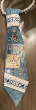 Load image into Gallery viewer, Upcycled Denim Tie Statement Necklace – Faith Inspired Boho Jewelry