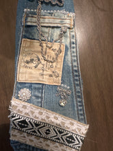 Load image into Gallery viewer, Upcycled Denim Tie Statement Necklace – Faith Inspired Boho Jewelry