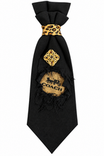 Load image into Gallery viewer, Upcycled Black Women’s Necktie Necklace | Leopard Print & Gold Coach Accent | Statement Tie Jewelry | One-of-a-Kind Fashion Accessory