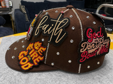 Load image into Gallery viewer, Faith-Based Custom Rhinestone size 7-5/8 fitted Hat – “Fashion Junkie” Christian Streetwear Cap