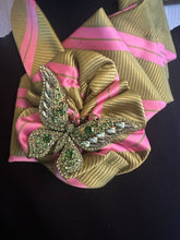 Load image into Gallery viewer, Statement Ruffle Tie Necklace – Pink & Gold Butterfly Accent