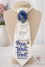 Load image into Gallery viewer, Pray Wait Trust Statement Tie Necklace | Matthew 21:22 Faith Inspired Jewelry