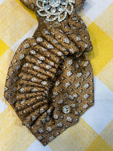 Load image into Gallery viewer, Elegant Jacquard Ascot Necklace with Pearl Strand & Crystal Floral Brooch