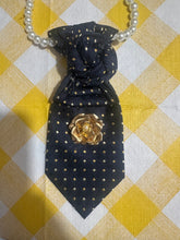 Load image into Gallery viewer, Navy & Gold Ascot Statement Necklace with Pearl Strand |