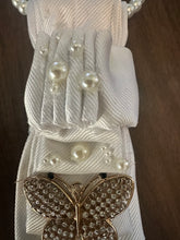 Load image into Gallery viewer, Prince-Inspired Pearl Embellished Statement Necktie – Handmade Couture Accessory