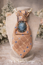 Load image into Gallery viewer, Vintage Cameo Necktie Statement Necklace with Pearl Collar