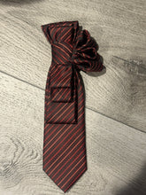 Load image into Gallery viewer, One-of-a-Kind Burgundy & Black Upcycled Necktie Necklace with Cameo Brooch & Pearls | Women’s Statement Tie
