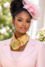 Load image into Gallery viewer, Statement Ruffle Tie Necklace – Pink & Gold Butterfly Accent