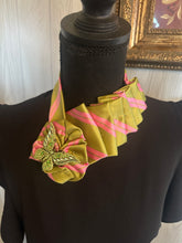 Load image into Gallery viewer, Statement Ruffle Tie Necklace – Pink & Gold Butterfly Accent