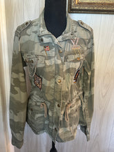 Load image into Gallery viewer, Custom Bling Camo Jacket – Women’s Statement Piece (Size Large Juniors)