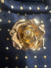 Load image into Gallery viewer, Navy & Gold Ascot Statement Necklace with Pearl Strand |