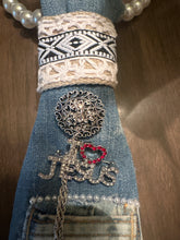 Load image into Gallery viewer, Upcycled Denim Tie Statement Necklace – Faith Inspired Boho Jewelry