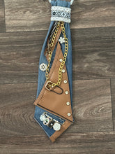 Load image into Gallery viewer, Upcycled Denim Statement Necklace | Boho Luxe Mixed Media Jewelry | 252 Bling Exclusive