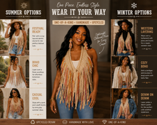 Load image into Gallery viewer, Boho Fringe Denim Vest Necklace – Handmade Upcycled Statement Piece | Western Festival Fashion | One-of-a-Kind Wearable Art