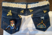 Load image into Gallery viewer, Custom Denim Apron Shorts Overlay – Reworked Abercrombie & Fitch Denim Statement Piece
