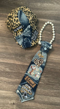 Load image into Gallery viewer, Faith-Based Denim & Leopard Print Hat and Necklace Set | Christian Statement Fashion | “Stay Prayed Up” Inspirational Accessories | Faithful Chic Collection