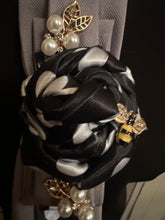 Load image into Gallery viewer, Couture Polka Dot Necktie Statement Necklace with Rhinestone Lady Brooch | One of a Kind Wearable Art