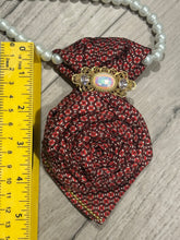 Load image into Gallery viewer, Autumn Opulence | Handmade Upcycled Necktie Rose Necklace with Pearls & Vintage-Inspired Gold Brooch