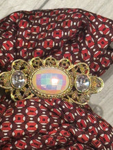 Load image into Gallery viewer, Autumn Opulence | Handmade Upcycled Necktie Rose Necklace with Pearls & Vintage-Inspired Gold Brooch