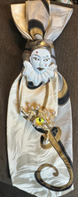 Load image into Gallery viewer, Vintage Harlequin Face Tie Necklace – Mardi Gras Statement Brooch Necktie Necklace