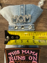Load image into Gallery viewer, Mother’s Day Denim Tie Necklace – “Mom” Statement Bling (One of a Kind)
