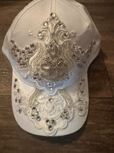 Load image into Gallery viewer, Bridal Embellished Baseball Cap – Crystal &amp; Lace Wedding Hat | Bride Statement Accessory
