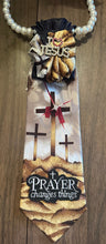 Load image into Gallery viewer, Prayer Changes Things Statement Tie | Christian Cross Neck Tie | Faith-Based Embellished Tie | Inspirational Church Accessory
