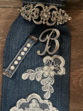 Load image into Gallery viewer, Denim Statement Necktie Necklace | Upcycled Glam Western-Inspired Fashion Accessory | Handmade Boutique Jewelry
