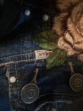 Load image into Gallery viewer, Women’s Upcycled Denim Statement Vest | Pearl &amp; Rhinestone Embellished | “God’s Girl” Patchwork Fashion Vest
