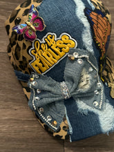 Load image into Gallery viewer, Custom Denim Statement Set – Embellished Hat &amp; Designer-Inspired Tie with Afrocentric Art
