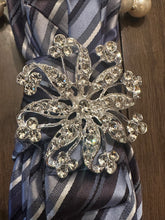 Load image into Gallery viewer, Blue &amp; Silver Statement Necktie Necklace with Pearl Collar
