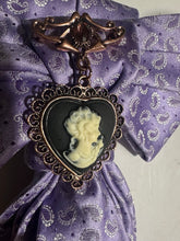 Load image into Gallery viewer, Lavender paisley elegance with a vintage cameo touch 💜 Timeless, feminine, and one of a kind.

