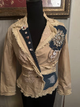 Load image into Gallery viewer, The Fifth Muse Couture Jacket | One of a Kind Embellished Denim &amp; Lace Statement Blazer
