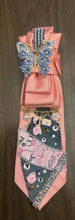 Load image into Gallery viewer, Pink Butterfly Upcycled Necktie Necklace | Handmade Statement Tie
