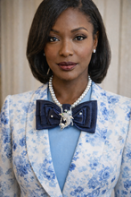 Load image into Gallery viewer, Elegant Navy Pearl Statement Bow Tie Necklace – Dolphin Brooch | 252 Bling Boutique
