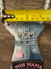 Load image into Gallery viewer, Mother’s Day Denim Tie Necklace – “Mom” Statement Bling (One of a Kind)
