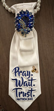 Load image into Gallery viewer, Pray Wait Trust Statement Tie Necklace | Matthew 21:22 Faith Inspired Jewelry
