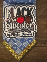 Load image into Gallery viewer, Black Educator Statement Tie Necklace – Handmade Teacher Jewelry Gift
