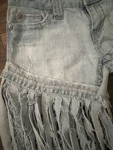 Load image into Gallery viewer, Upcycled Aeropostale Fringe Denim Shorts – Size 3/4 Women’s Western Festival Cutoffs | One-of-a-Kind Cowgirl Shorts
