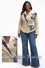 Load image into Gallery viewer, The Fifth Muse Couture Jacket | One of a Kind Embellished Denim &amp; Lace Statement Blazer
