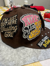 Load image into Gallery viewer, Faith-Based Custom Rhinestone size 7-5/8 fitted Hat – “Fashion Junkie” Christian Streetwear Cap
