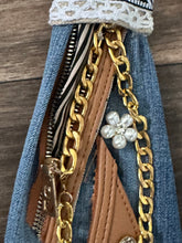 Load image into Gallery viewer, Upcycled Denim Statement Necklace | Boho Luxe Mixed Media Jewelry | 252 Bling Exclusive
