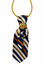 Load image into Gallery viewer, Upcycled necklace tie with vintage gold tone broach
