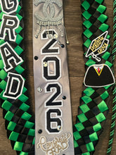 Load image into Gallery viewer, 2026 Custom Graduation Necktie &amp; Stole Set – Green, Black &amp; Silver Senior Keepsake
