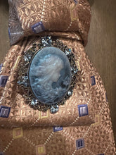 Load image into Gallery viewer, Vintage Cameo Necktie Statement Necklace with Pearl Collar
