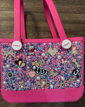 Load image into Gallery viewer, Custom Bling Queen Faith Tote – Pink Pearl Embellished Handbag
