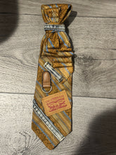 Load image into Gallery viewer, Upcycled Necktie Necklace with Denim, Pearls &amp; Vintage-Inspired Details
