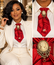 Load image into Gallery viewer, The Olivia – Elegant Polka Dot Statement Necktie Necklace
