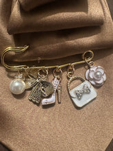 Load image into Gallery viewer, Champagne Satin Statement Bow Necklace with Charm Detail SculptFold™ Necktie Necklace
