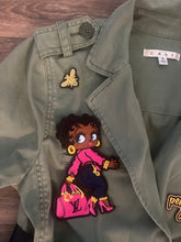 Load image into Gallery viewer, Faith &amp; Fierce Upcycled Peplum Jacket – Mental Health Awareness Statement Jacket | Custom Women’s Boutique Fashion
